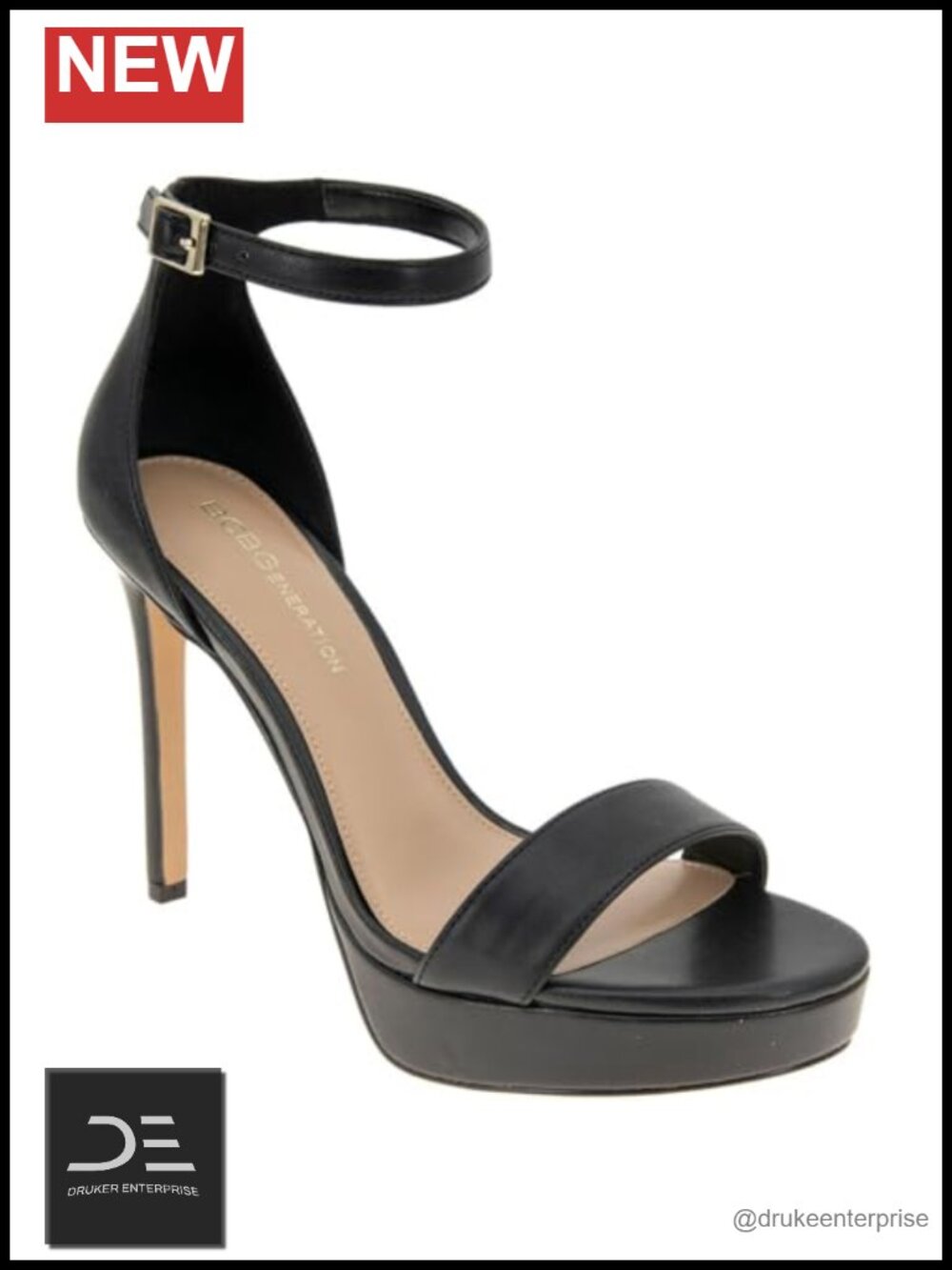 Padded Platform Stiletto Heels with Ankle Strap for Formal Events